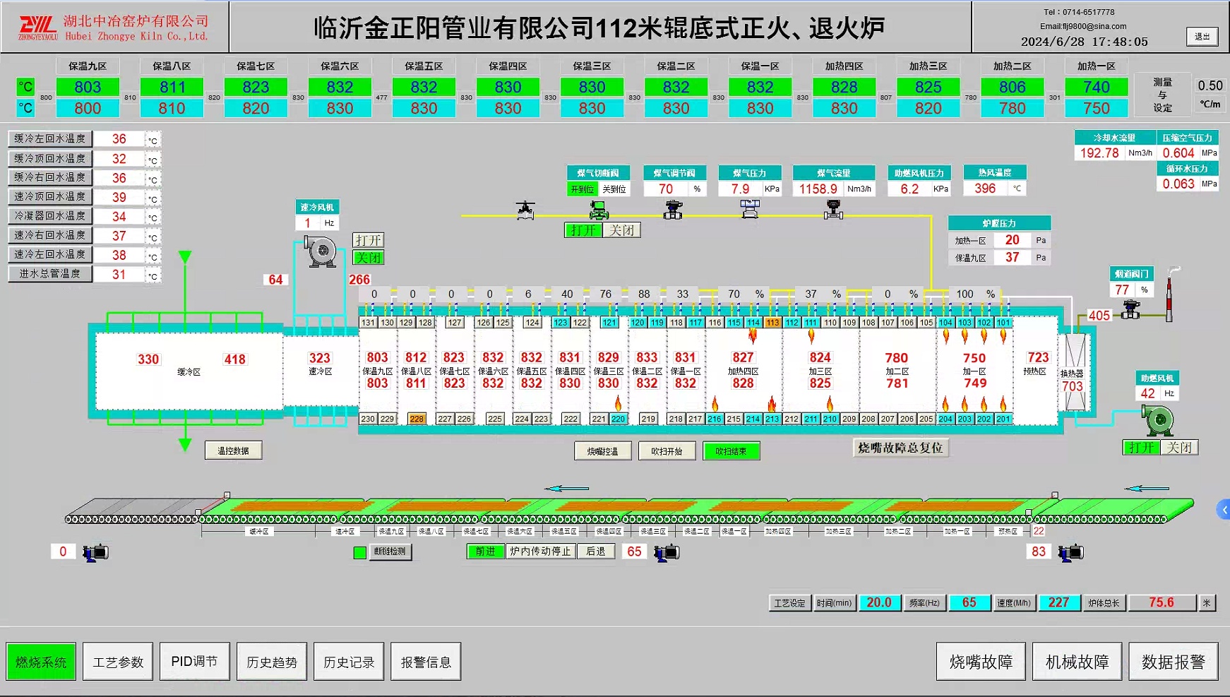 金正陽(yáng)112m輥底式正火、退火爐控制系統(tǒng)